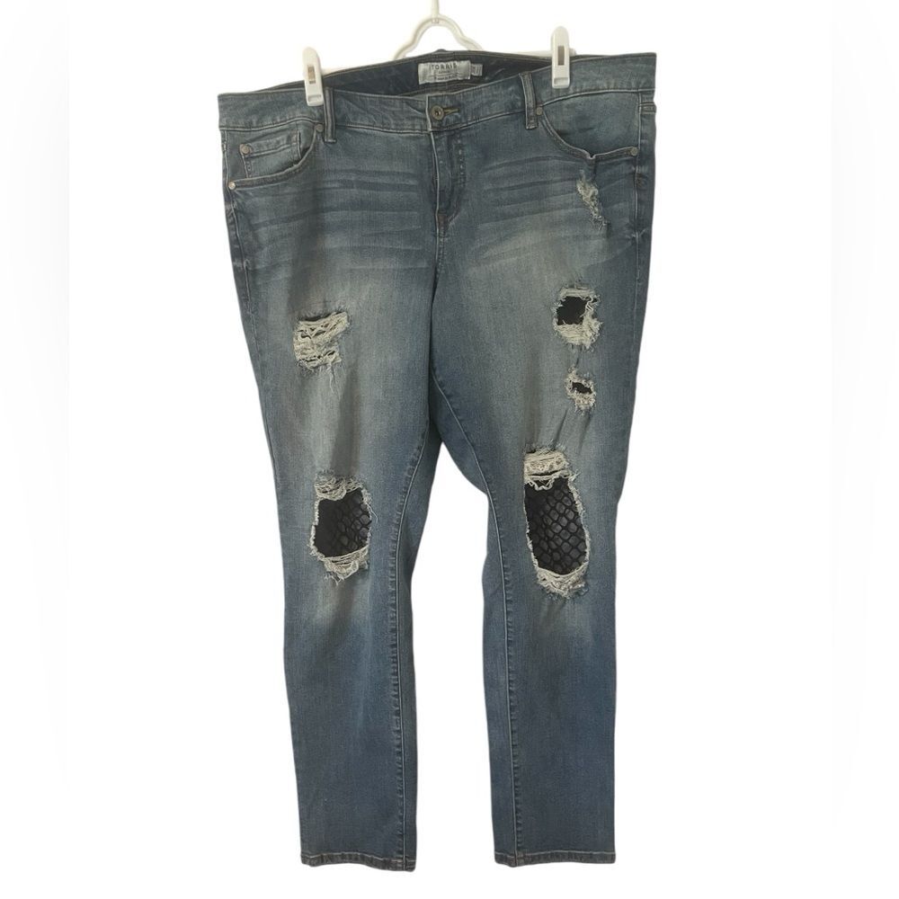 Torrid‎ Distressed Fishnet Jeans, Size 20R